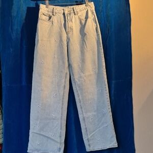 Light Blue Embroidered Women's Jeans